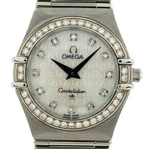 Omega 25mm Ladies Constellation MOP Diamond Logo Dial +Bezel Watch Ref: 1458.75!